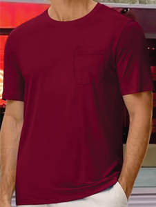 Crew Fitness Hommes Slim Fit Coton Crewneck Tees Été Essentiel Confort Au Quotidien À Manches Courtes Style Décontracté Tissu Tricoté - Product Image 5