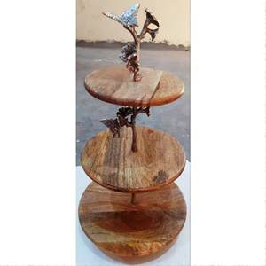 Top <b>3</b>-<b>Tiers</b> Modern Wooden And Metal round <b>Cake</b> <b>Stand</b> Detachable Professional and Romantic Handmade - Product Image 3