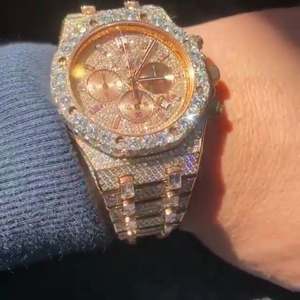 Montre de laboratoire de diamant glacé personnalisable de haute qualité pour hommes résistant à l'eau Hip Hop en acier inoxydable bracelet cadran en verre cadeau - Product Image 5