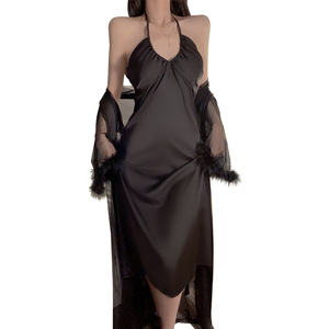 2025 novità <span class=keywords><strong>da</strong></span> donna Sexy Lingerie in raso <span class=keywords><strong>camicia</strong></span> <span class=keywords><strong>da</strong></span> <span class=keywords><strong>notte</strong></span> in seta Chemise Mini slip scollo a V vestaglia <span class=keywords><strong>da</strong></span> <span class=keywords><strong>notte</strong></span> <span class=keywords><strong>con</strong></span> <span class=keywords><strong>spalline</strong></span> regolabili - Product Image 1