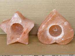 Bougeoir étoile de sel rose de l'Himalaya authentique porte-bougie en cristal fabriqué à la main sculpté avec un style d'amour - Product Image 5
