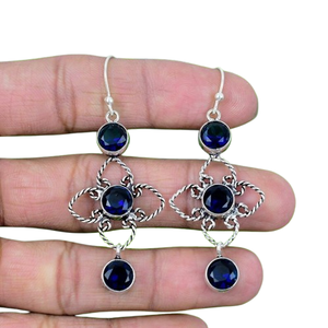 Pendientes de Plata de Ley 925 con Piedras Preciosas Hechas a Mano, Estilo Clásico, Regalo de Boda para Mujeres y Niñas, Diseño Giratorio de Moda - Product Image 1