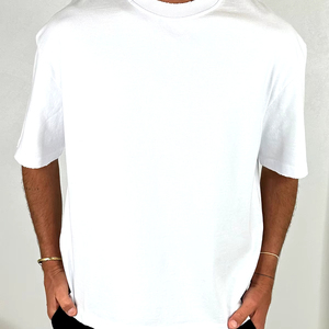 เสื้อยืดผ้าฝ้าย GSM 240สำหรับผู้ชายเสื้อเจอร์ซีย์ธรรมดาดีไซน์สตรีทไซส์ใหญ่พิเศษ - Product Image 6