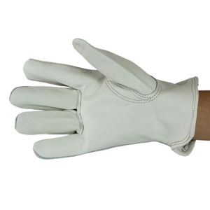 Gants de travail en cuir blanc de sécurité pour l'industrie de la construction, vente en gros - Product Image 2