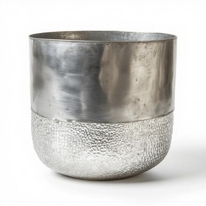 Celestial Hammer Pot In Silver Hue With Subtle Texture Crafted For Premium <b>Shelf</b> Styling Or Heritage Foyer Statements - Product Image 1