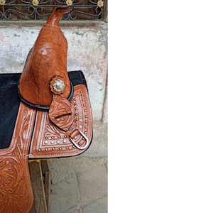 Silla de Montar a Caballo de Cuero Premium de Alta Calidad para Carreras de Barriles y Senderismo Western, Sin Arbol - Product Image 4