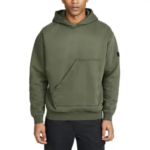 Customized Men's Hooded Jacket Unlined Padded Sweatshirt 3D Embroidery Stonewashed Dip Dye Techniques Heavyweight Winter Hoodies