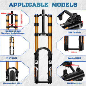 <span class=keywords><strong>Fourche</strong></span> à suspension pneumatique pour VTT BUCKLOS pour DH XC 15*110mm 27,5/<span class=keywords><strong>29</strong></span> pouces 180mm de débattement <span class=keywords><strong>Fourche</strong></span> de vélo à double épaule - Product Image 4