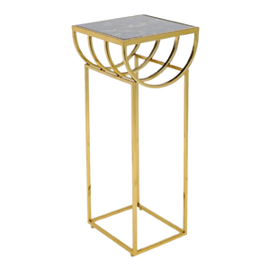 Wholesale Modern Steel Side <b>Table</b> with Tempered Marble Top and Stainless Steel Metal <b>End</b> <b>Table</b> Elegant Dining Chair Companion - Product Image 5
