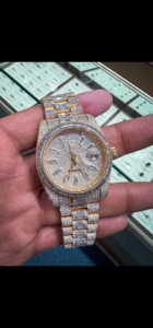 Moissanite Diamond Watch Full Iced Out Arabic Numeral Function <b>Men's</b> Watch Stainless Steel <b>Mens</b> and Women Watch - Product Image 4