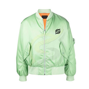 Custom Wholesale 100% Polyester Canvas Satin Bomber <b>Jacket</b> with Stand Collar Waterproof & Windproof <b>Slim</b> <b>Fit</b>-Winter Best Sale - Product Image 1