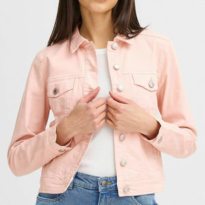 Vente chaude personnalisé Rose fumée femmes Denim veste poches poitrine et bouton fermeture conçu pour les femmes pour toutes les saisons confort - Product Image 1