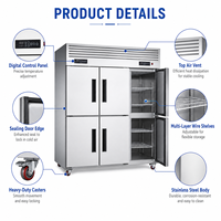 Kulkas Freezer 6 Pintu 1560L Dua Suhu Pendingin Kipas Stainless Steel untuk Restoran