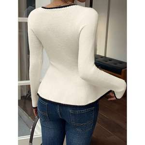 Suéter Cárdigan de Punto Acrílico Estilo Coreano para Mujer, Transpirable, Antipilling, Multicolor, Vintage, Casual, Manga Larga para Otoño - Product Image 2