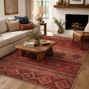 Netline Home Painted Heritage Deep Red Washable <b>Rug</b> - Product Image 6