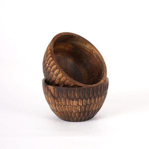 Cuenco de Madera Tallado, Estilo Tribal Rústico, para Servir Comida y Aperitivos, 5x3 Pulgadas, Porta Verduras, Ensaladas y Pasta de Lujo - Product Image 5