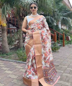 ATRACTIVA DOLA KANJIVARAM SEDA ZARI TRABAJO DE TEJIDO SAREE CON BLUSA DESGASTE DE TEMPORADA PRECIO AL POR MAYOR ROPA ÉTNICA GAMA BAJA - Product Image 5