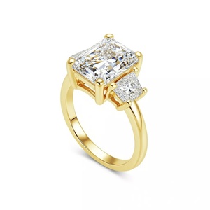 4.44 TCW Radiant Cut Moissanite Three Stone <b>Vintage</b> Engagement <b>Ring</b> 14k Solid White <b>Gold</b> Tishya Diamond - Product Image 4