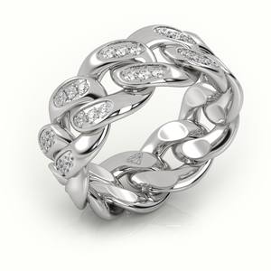 Anillo Cubano de Joyería Fina Personalizado, Chapado en Oro Blanco de 14 Quilates, Anillo Cubano con Diamantes de Laboratorio para Hombre - Product Image 3