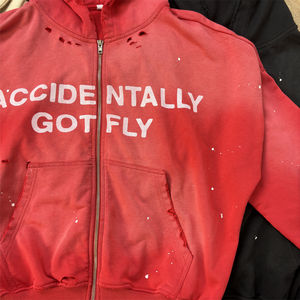 เสื้อฮู้ดครอปสไตล์วินเทจยี่ห้อ Sportish Impex ผ้าเฟรนช์เทอร์รี่คอตตอนฟอกสีซีดแบบซันเฟด ล้างสีแบบแอซิดวอช ซิปหน้า สตรีทแวร์ - Product Image 2