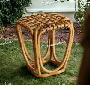 Tabouret en rotin en osier de canne Vintage antique fait à la main Ottoman meubles de Console d'incrustation d'os pour le salon pour l'appartement - Product Image 6