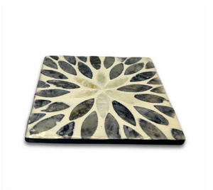 Square Mother Of Pearl Coasters With Storage Box Handcrafted Shell Inlay Modern <b>Table</b> <b>Protection</b> OEM ODM Vietnamese Artisans - Product Image 3