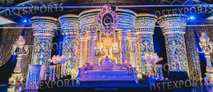 Decoración de Escenario de Boda con Temática Tamil Gold, Escenario de Boda de Lujo Estilo Maharaja de Sri Lanka, Decoración Real con Toque Dorado para Bodas en Texas - Product Image 6