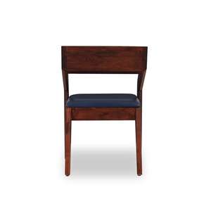 Chaise de salle à manger en teck massif de qualité Merida avec assise en mousse et revêtement en cuir PU, finition noyer, pour la maison, le bureau, le parc, la villa, l'utilisation en salle à manger intérieure - Product Image 3