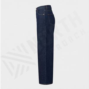 Pantalons en jean pour femmes, logo personnalisé, coton de haute qualité, lavé, coupe droite, ample, jambes larges, taille haute, grande taille, pantalon de qualité supérieure - Product Image 3