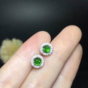 Pendientes de tuerca de Esmeralda cultivada en laboratorio de Plata de Ley 925, accesorio para fiesta de boda chapado en oro - Product Image 4