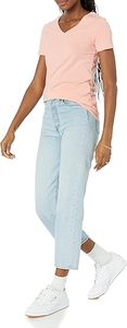 Camisetas de punto de manga corta con cuello en V para mujer Tops al por mayor de moda - Product Image 2