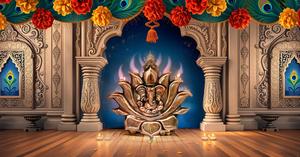 Lotus Pattern Metal Ganesha Idol Estatua colgante de pared para Diwali Decoración de pared Decoración de puerta o Idea de regalo - Product Image 3