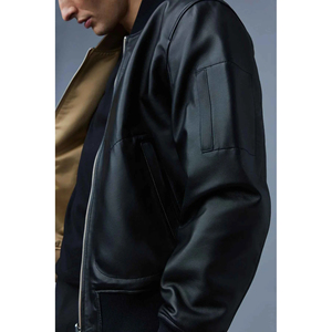 Chaqueta Bomber de Cuero Genuino para Hombre, Ropa Casual, Chaquetas de Cuero, Chaqueta Bomber de Moda, Ropa Exterior de Motociclista, Chaquetas de Cuero para Hombre - Product Image 6