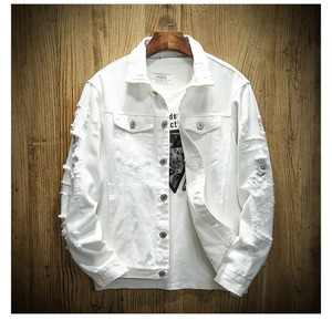 Chaquetas Vaqueras de Moda para Hombre, Abrigos Vaqueros Rosas de Buena Calidad, Chaquetas Vaqueras de Algodón con Agujeros para Hombre, Chaqueta Bomber, Chaquetas Vaqueras Hip-hop - Product Image 2