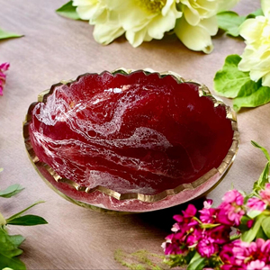 Cuenco decorativo de mármol rojo elegante acabado pulido centro de mesa de piedra hecho a mano para mesa sala de estar cocina o decoración de regalo - Product Image 1