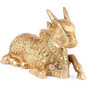 Figura Decorativa de Latón Hecha a Mano, Estilo Tradicional, Diseño de Vaca Nandi, Ideal para la Celebración de Diwali - Product Image 1