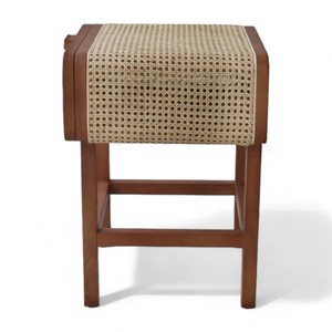 Table de chevet en teck et rotin nordique, table de chevet moderne en bois avec porte, style rétro, tiroir de table de chevet pour la maison, meubles de chambre à coucher - Product Image 3