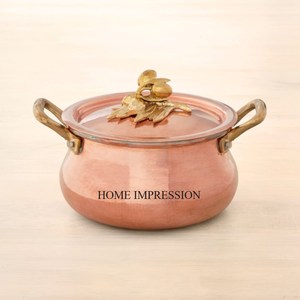 Large Hammered Texture Copper Antique Finishing <b>Heavy</b> <b>Duty</b> Metal Made Food Storage Organization Kitchenware Casseroles Supplies - Product Image 6