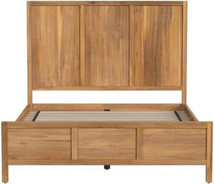 Specialty Company Design traditionnel Lit en bois d'alouette massif brun clair de taille Queen Size Lits en bois élégants - Product Image 3