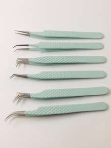 Gran oferta, juego de pinzas para pestañas de bebé, punta de fibra de acero inoxidable, agarre fino, espejo de pestañas duradero, Kit de extensión de pestañas de etiqueta privada - Product Image 6