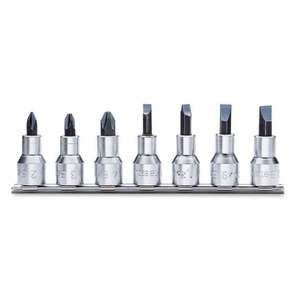 BETA Jeu de douilles de tournevis chromées de 7 pièces de 1/2 pouces compatibles avec Philips®Et vis fendues Inserts brunis - Product Image 1