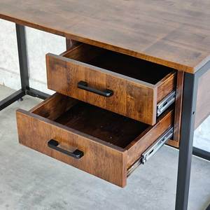 BD68116 Computer Desk with 120x60cm Drawers Rubber Wood and <b>Iron</b> Legs - Product Image 5