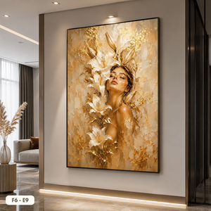 Nouvelle conception, peinture sur soie femme et fleur, modèle F6 - E9, art mural de luxe, décoration moderne pour la maison, vente en gros d'usine, fabriqué au Vietnam - Product Image 3