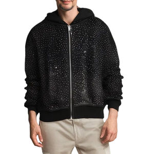 Sudadera con capucha de gran tamaño unisex personalizada con diamantes de imitación ropa de calle ropa de invierno pulóver sudadera con diamantes de imitación para invierno técnica teñida lisa - Product Image 4