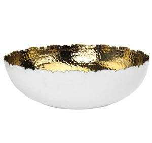 El cuenco decorativo para servir de Metal con acabado plateado más nuevo con forma artística arrugada, acento moderno único para comedor y exhibición - Product Image 4