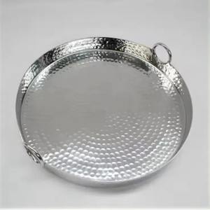 Vente chaude Plateau Rectangle avec Poignées De Fleurs En Or Martelé Argent Pièce Maîtresse De Mariage Plateau De Service En Métal De Qualité - Product Image 3