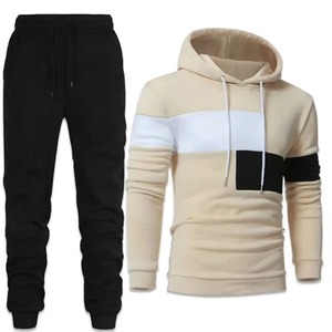 Ensemble survêtement pour homme en coton/polyester, pull à capuche surdimensionné, pantalon de survêtement, 2 pièces, vente chaude - Product Image 1