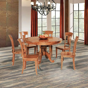 Ensemble de table à manger en bois massif rond en teck classique tranquille, style chinois de 126 cm de diamètre pour restaurant et salle à manger - Product Image 6