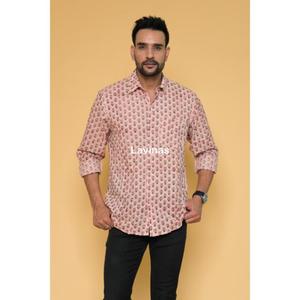 เสื้อเชิ้ตผ้าฝ้ายทำด้วยมือลายดอกไม้สำหรับผู้ชายเสื้อเชิ้ต100% สไตล์โบฮีเมียนแขนยาวทรงพีชสำหรับฤดูร้อนฤดูใบไม้ร่วง - Product Image 2