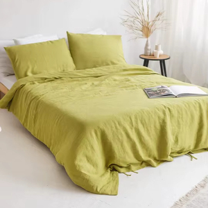 Luxurious 200TC European Linen 3-<b>Pc</b> Duvet <b>Set</b> Queen/King Sizes Including 2 Pillowcases Solid for Hotels Home Wedding Hospitals - Product Image 1